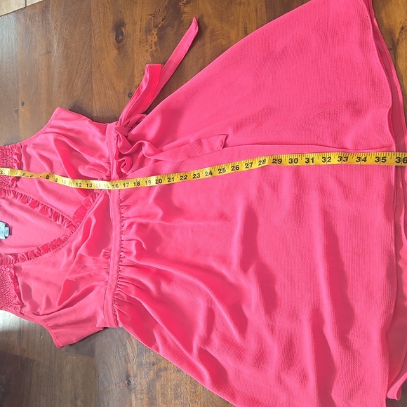 CeCe By Cynthia Steffe Hot Pink Sleeveless Ruffled Wrap Dress Size Large - Picture 10 of 13